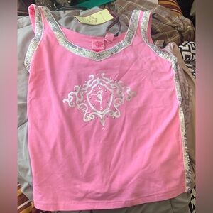 Pink Sleeveless Y2k Top with Silver Accents